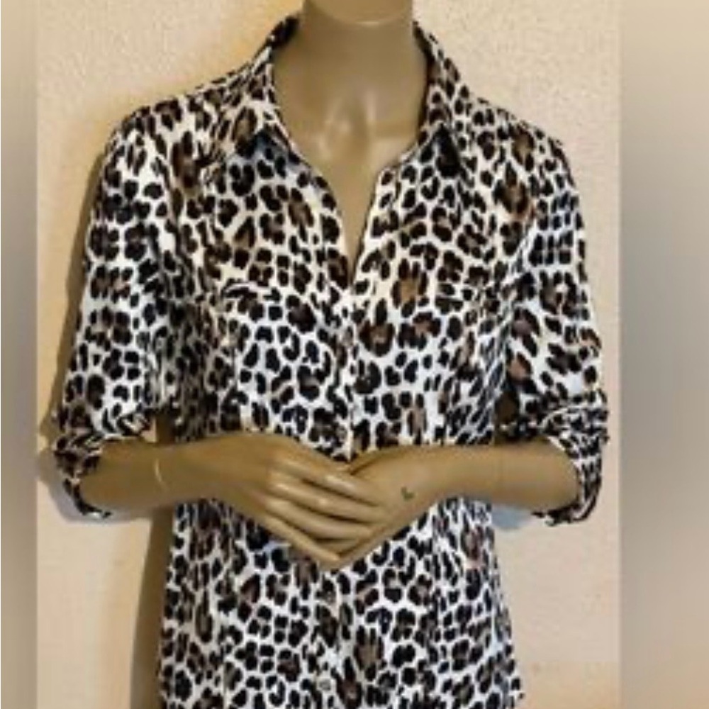 White House Black Market Animal Print Blouse
